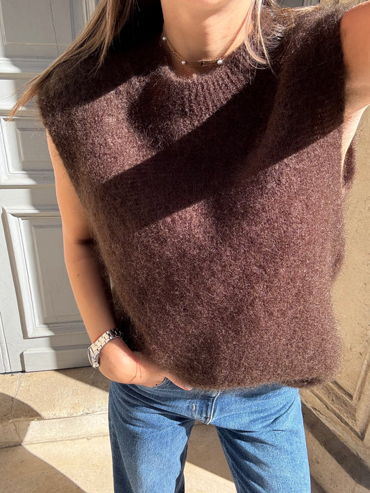 Pull sans manches ELEONORE Marron - A.L