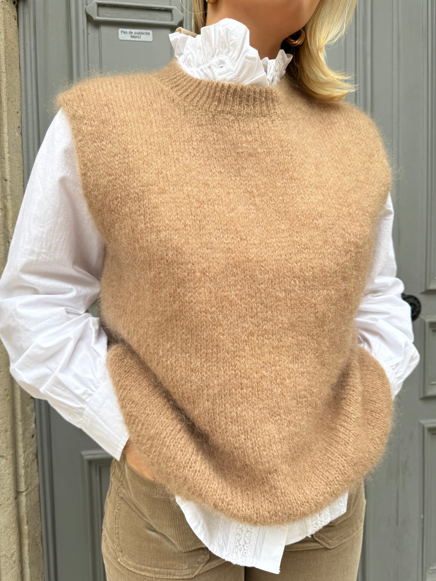 Pull sans manches ELEONORE Camel - A.L