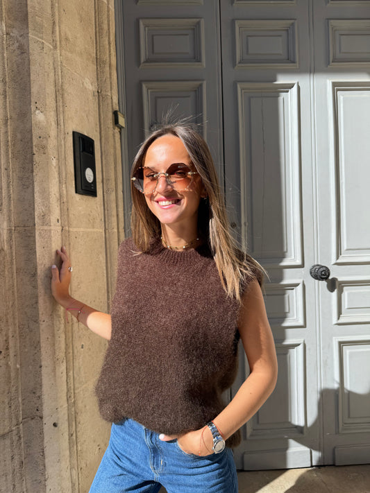 Pull sans manches ELEONORE Marron - A.L